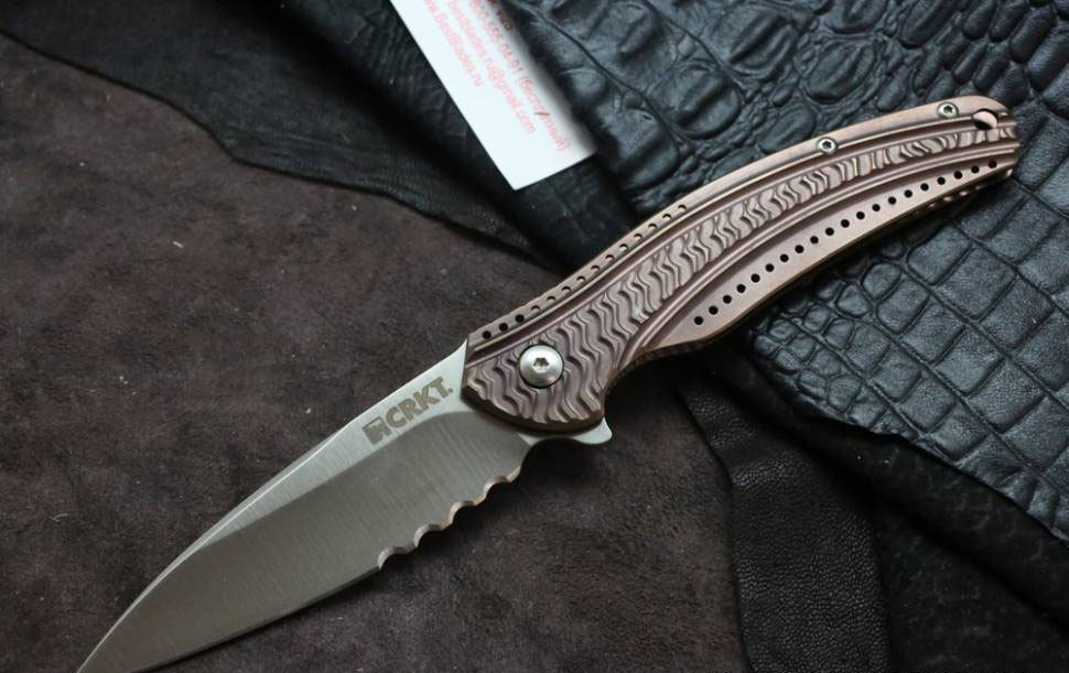 фото Складной нож crkt ripple bronze combo, сталь acuto 440, рукоять нержавеющая сталь 420j2