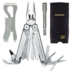Фото Подарочный набор инструментов Leatherman Wave (831878) серебристый компл.:мультитул/удлинитель/чехол кожаный