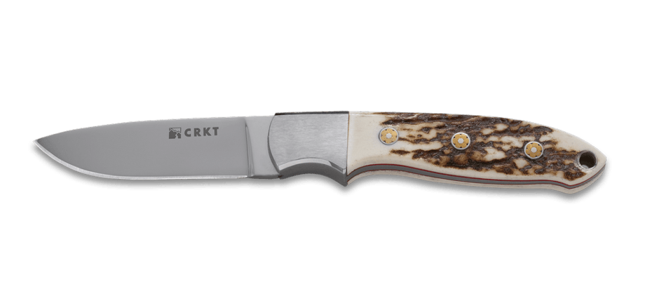 фото Нож с фиксированным клинком crkt brow tine, сталь 9cr18mov, рукоять резной олений рог