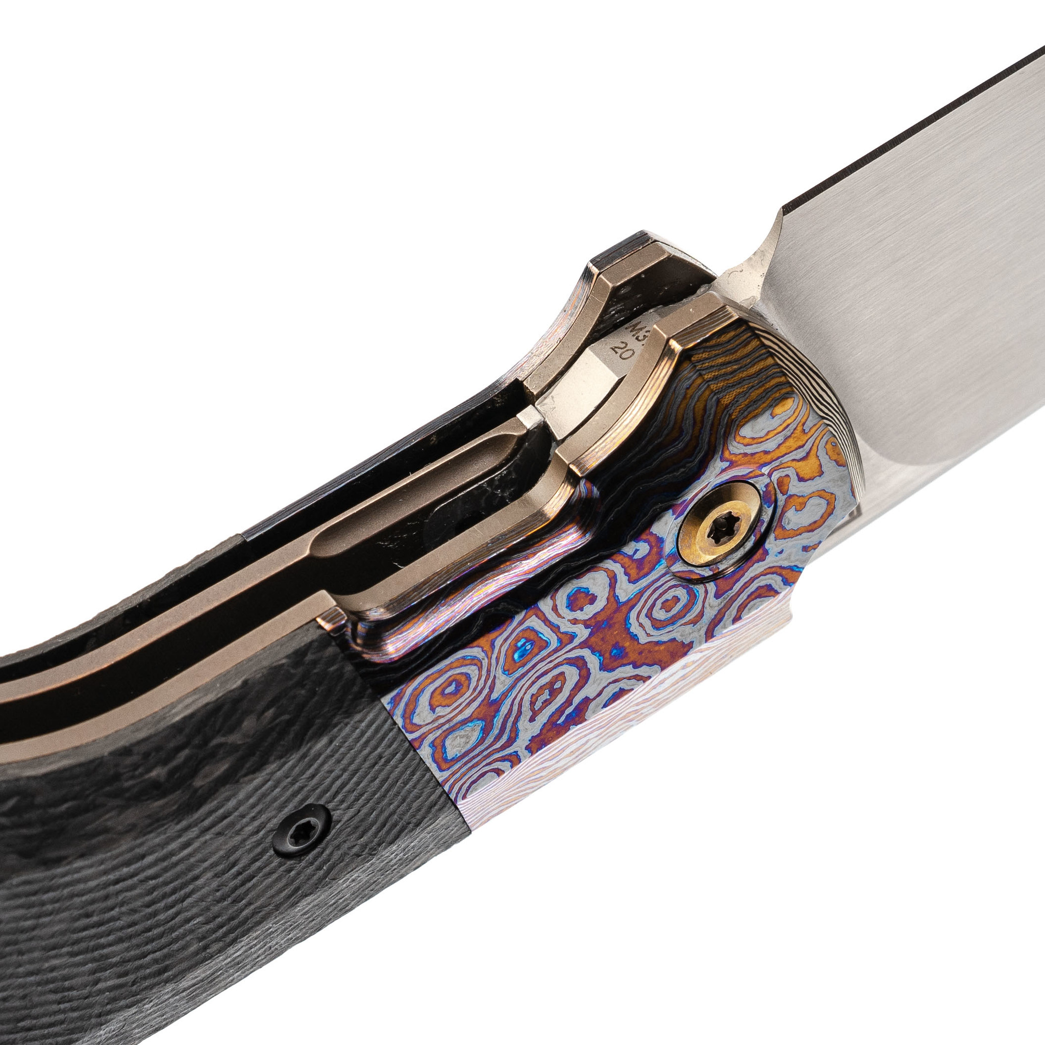 Складной нож CKF Fif20Ti, сталь M390, ZircuTi bolster and clip, cool CF, Ti от Ножиков