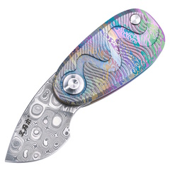 Фото Складной нож-подвеска Sanrenmu 6178-TR, сталь Дамаск, рукоять титан