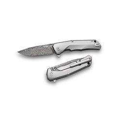 Фото Складной нож LionSteel TRE DT GY, сталь дамаск, рукоять титан