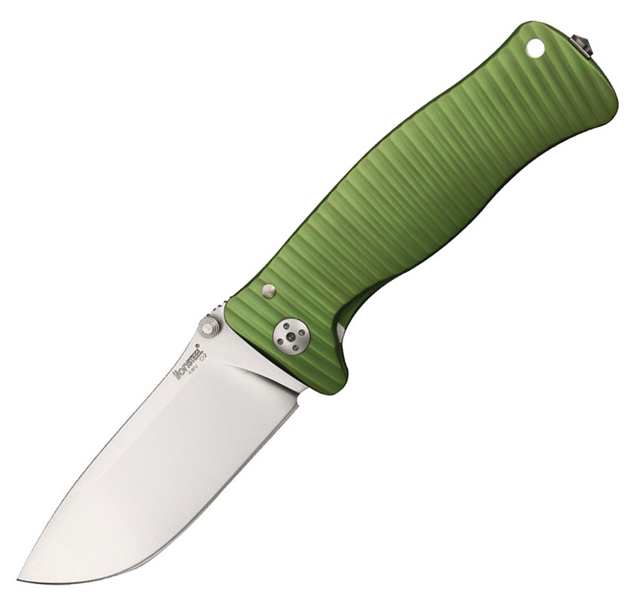 Нож складной LionSteel SR1A GS GREEN, сталь D2 Satin Finish, рукоять алюминий (Solid®), зелёный