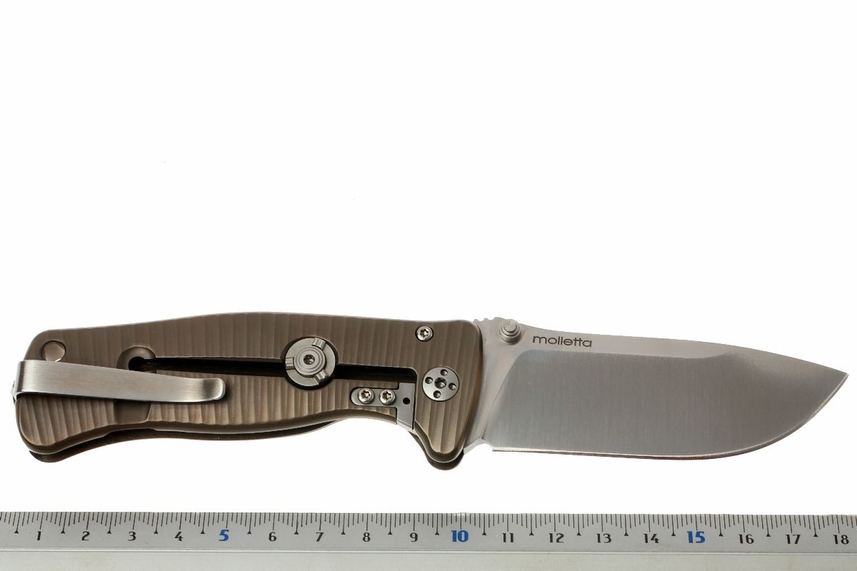 фото Нож складной lionsteel sr2 b (bronze) mini, сталь uddeholm sleipner® satin, рукоять титан по технологии solid®, бронзовый lion steel