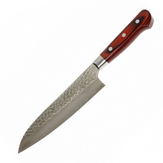 Нож Сантоку 180 мм, Sakai Takayuki, сталь VG-10 Damascus, рукоять дерево Pakka wood, коричневый нож сантоку hausmade