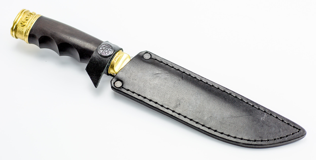 Кованый нож Беркут с латунной гардой и навершием, Х12МФ - фото 4