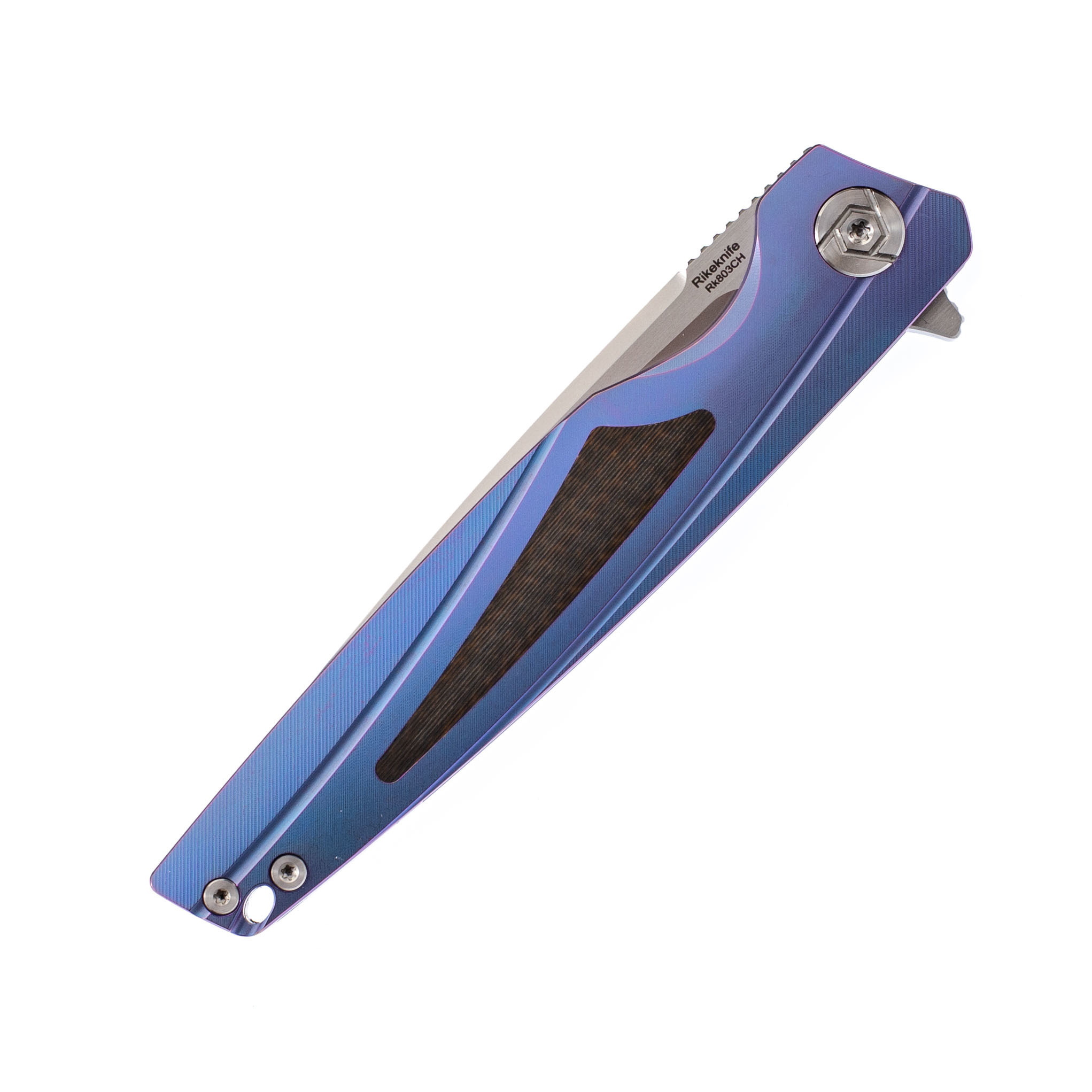 Нож складной 803CH Rikeknife, сталь M390, рукоять Blue Titan/Carbon Fiber - фото 3