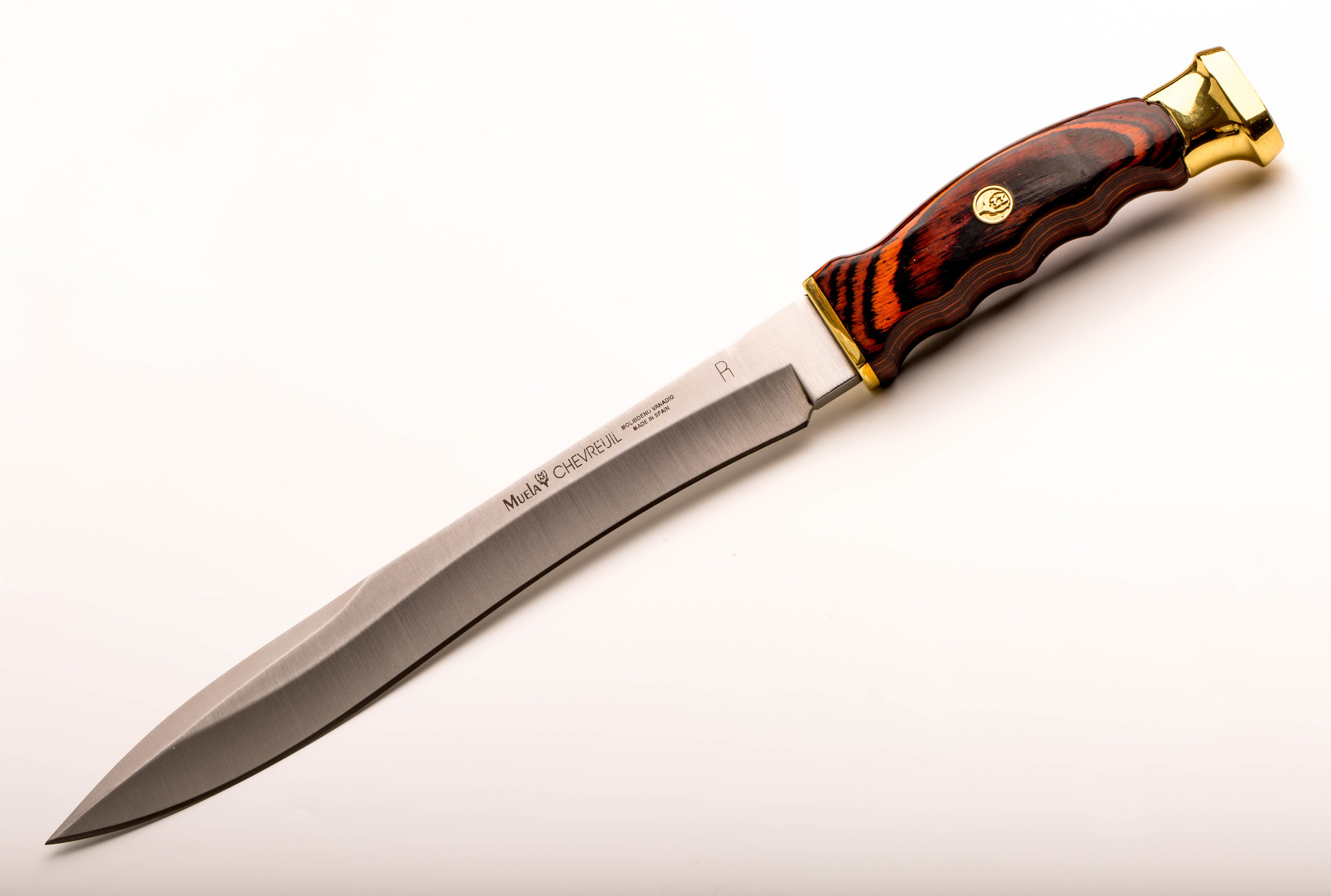 фото Нож с фиксированным клинком muela chevreuil, сталь x50crmov15, рукоять pakka wood, коричневый