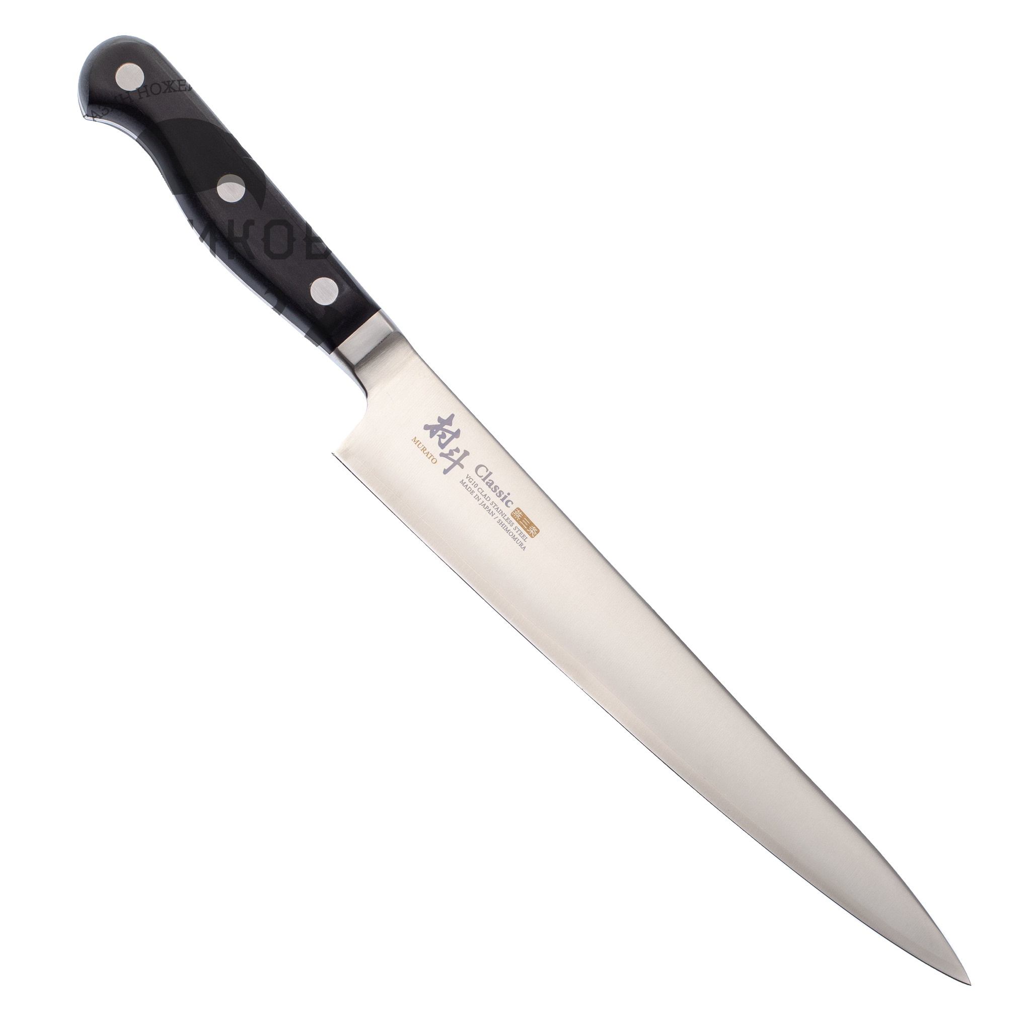 Нож кухонный Слайсер Shimomura MURATO Classic 240 мм, сталь VG-10, рукоять Pakka Wood - фото 3
