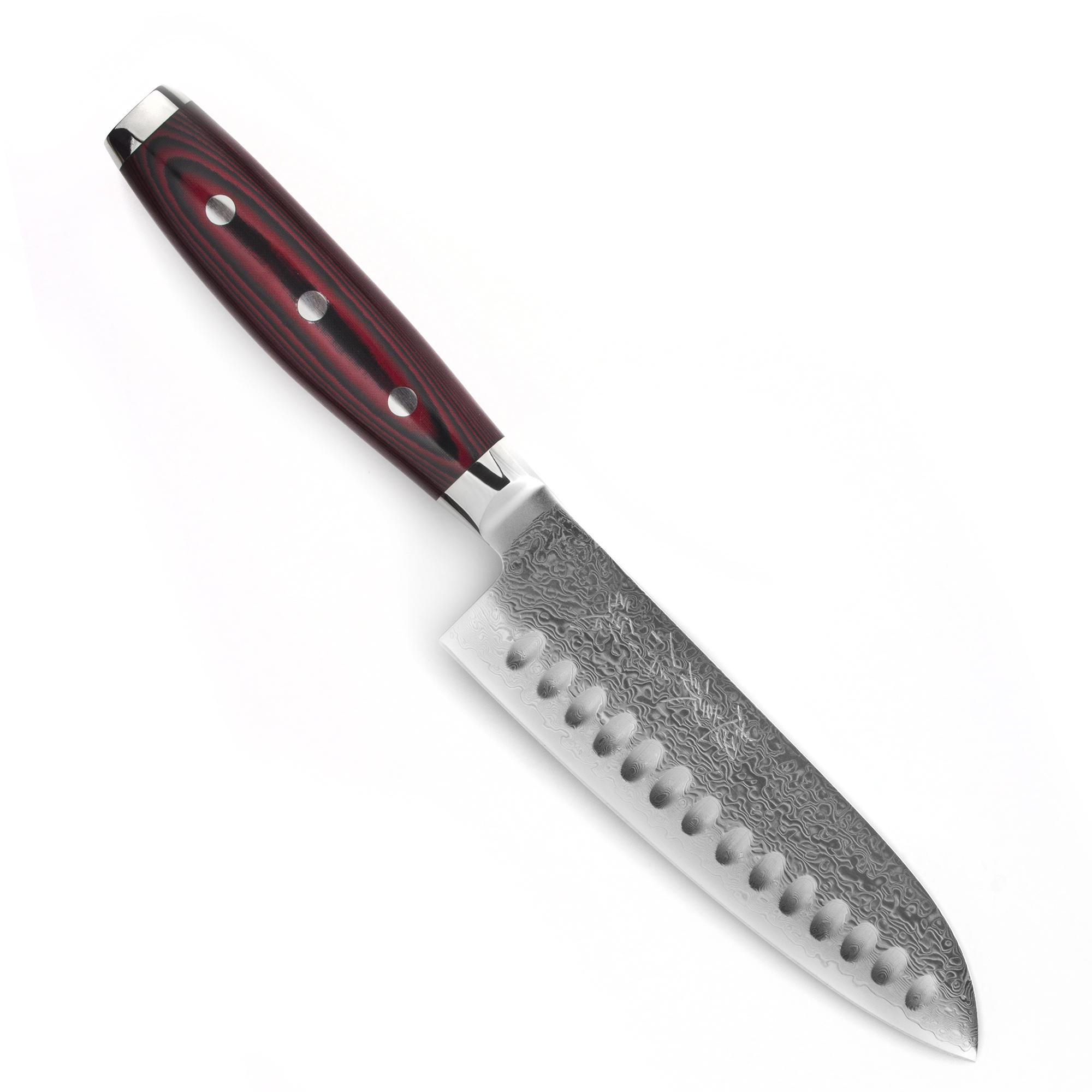 Нож японский «шеф» 16,5 см, с углублениями на лезвии, серия « GOU 161»(161 слой) дамасская сталь