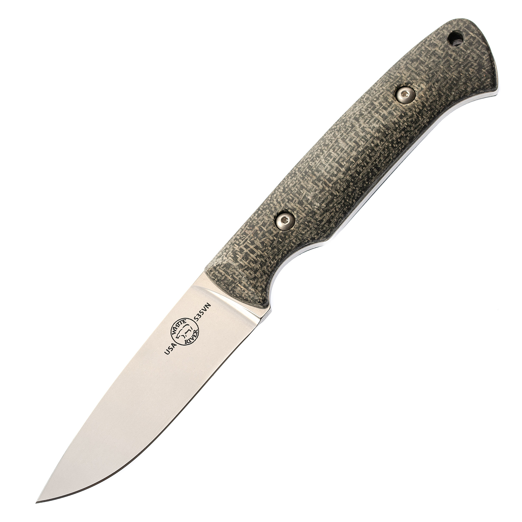 Нож White River Hunter StoneWash, сталь CPM S35VN, рукоять черная микарта - фото 1