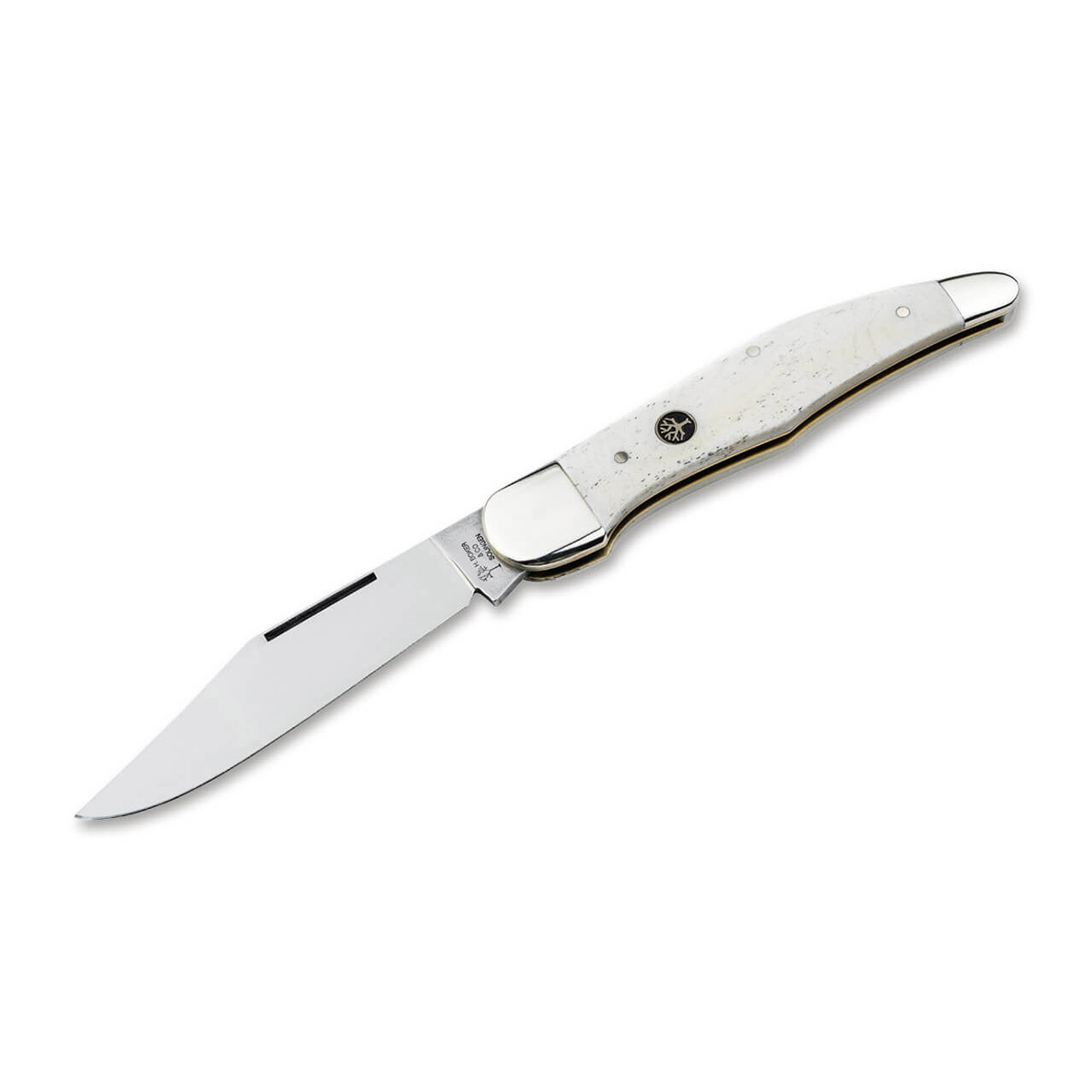 Складной нож Boker Hunters Knife, сталь C75, рукоять натуральная кость/никель