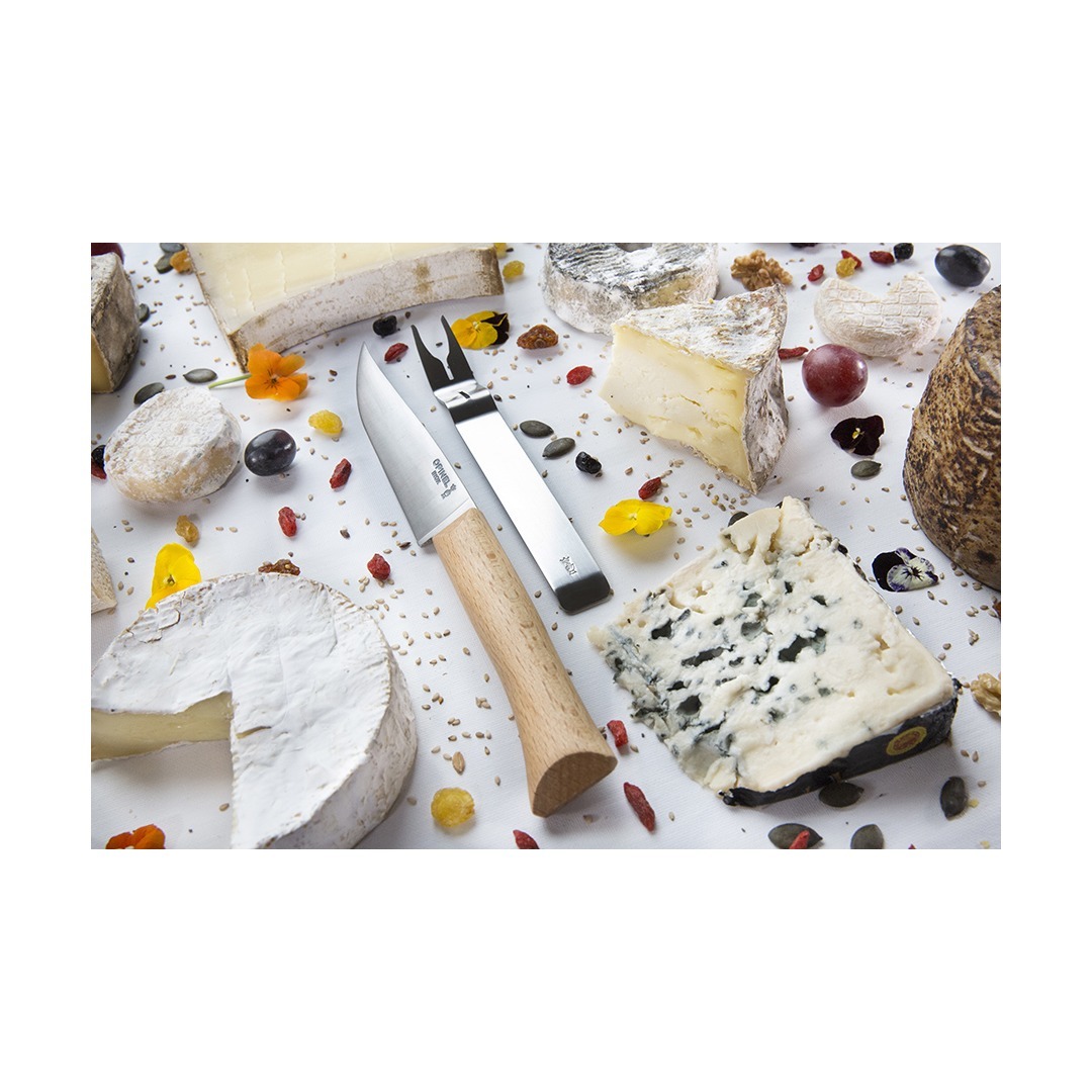 Набор ножей для резки сыра Opinel Cheese set (нож, вилка), рукоять дерево, нержавеющая сталь, коробок