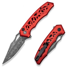 Фото Складной нож CIVIVI Anaaki, сталь Damascus, рукоять алюминий, красный