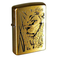 Фото Зажигалка ZIPPO Proud Lion Brushed Brass, латунь, золотистый, матовая, 36х56х12 мм