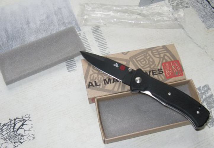 Нож складной Al Mar Mini Sere 2000, сталь VG-10 Black Ceracote, рукоять стеклотекстолит G-10 от Ножиков
