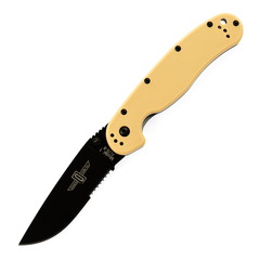 Фото Нож складной полусеррейторный Ontario RAT-1, сталь Aus-8, рукоять термопластик GRN, tan/black