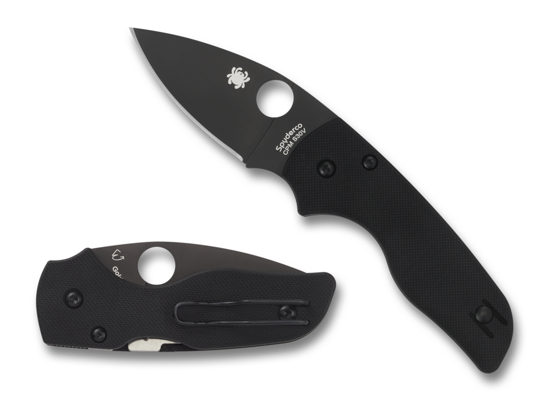 Нож складной Lil' Native - Spyderco 230GPBBK, сталь Crucible CPM® S30V™ DLC Coated Plain, рукоять стеклотекстолит G10, чёрный - фото 2