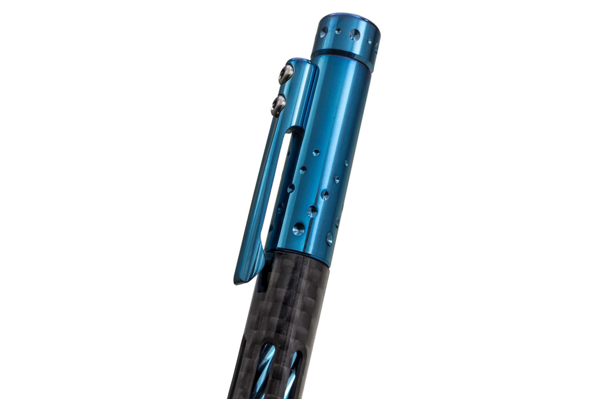 Тактическая ручка Lionsteel Nyala, корпус карбон/титан, Blue Shine. Фото №5