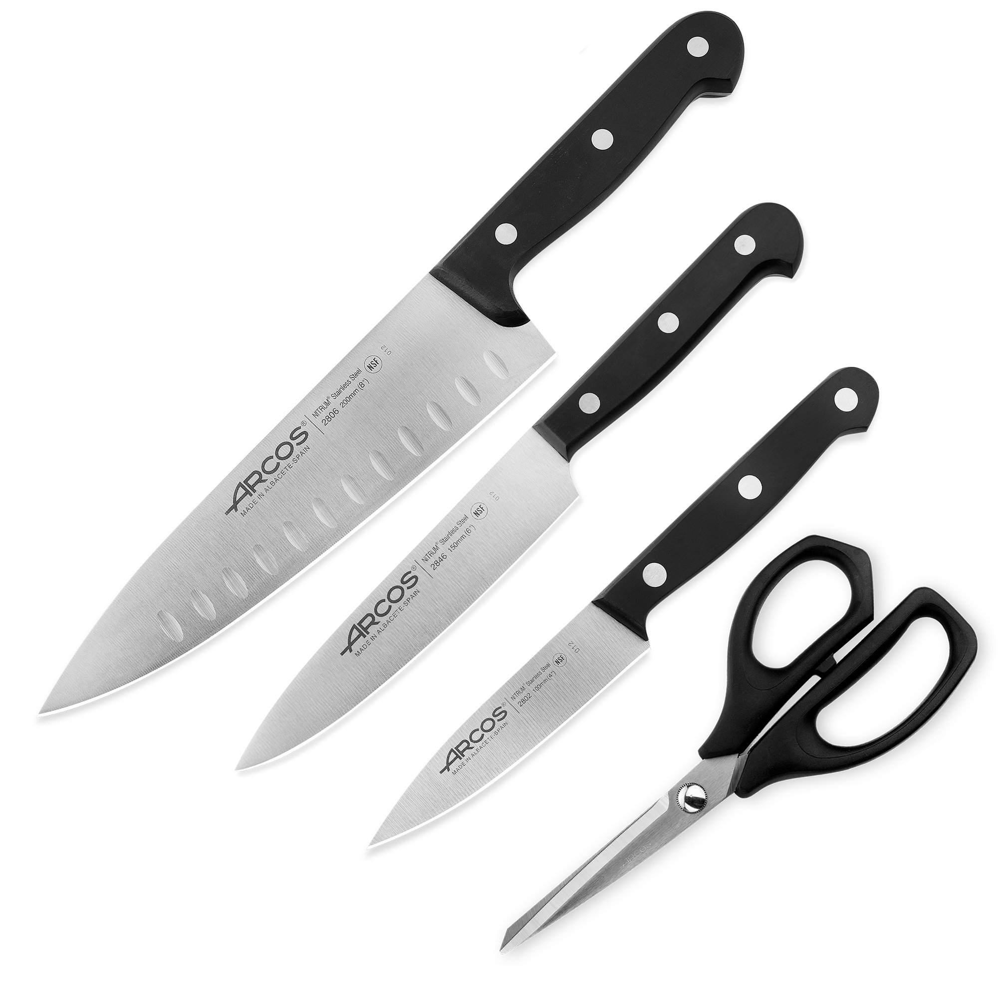 Набор из 3-х кухонных ножей с ножницами Arcos Universal