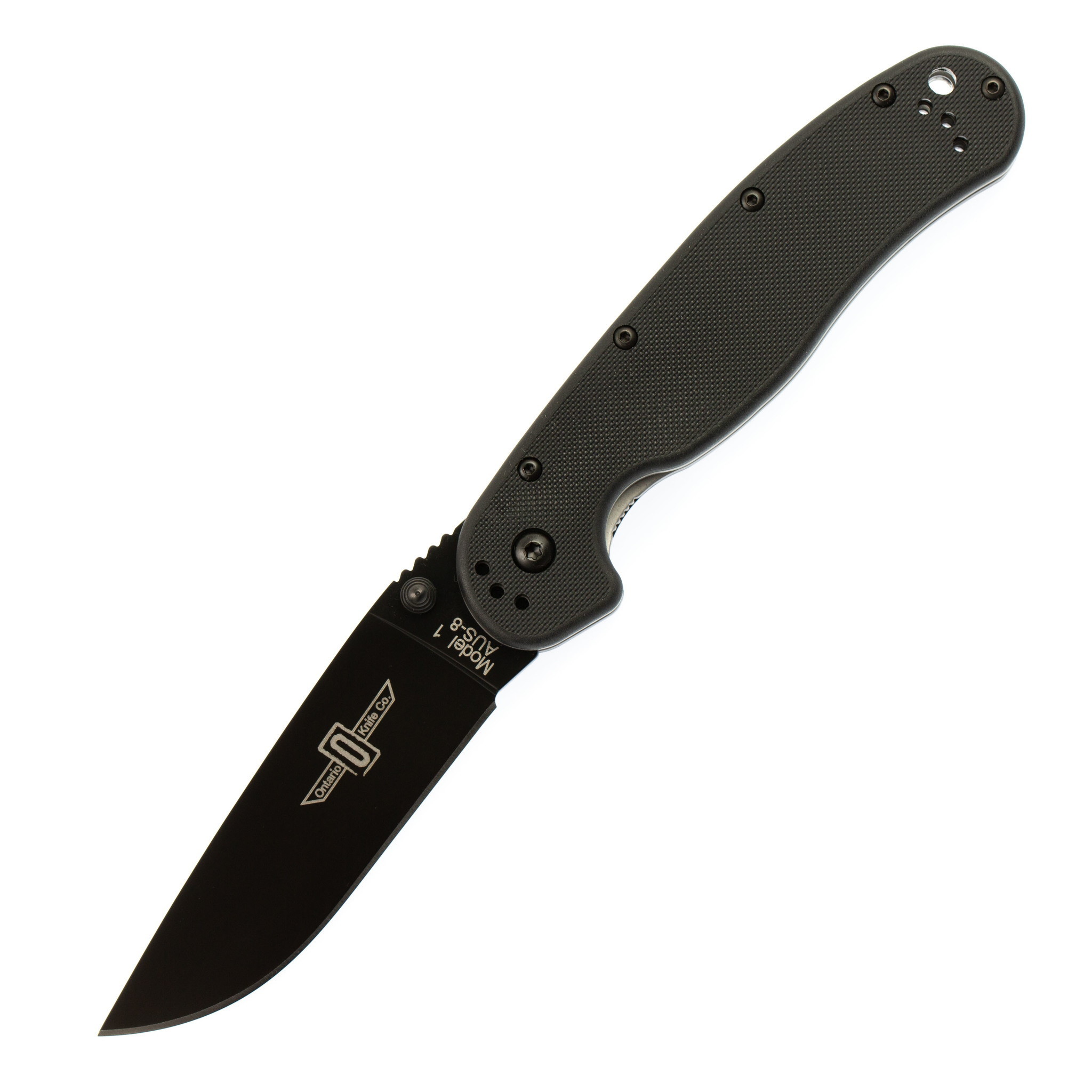 Нож складной Ontario RAT-1, сталь Aus-8. Клинок - Black, Рукоять - Black GRN, 8846 BP