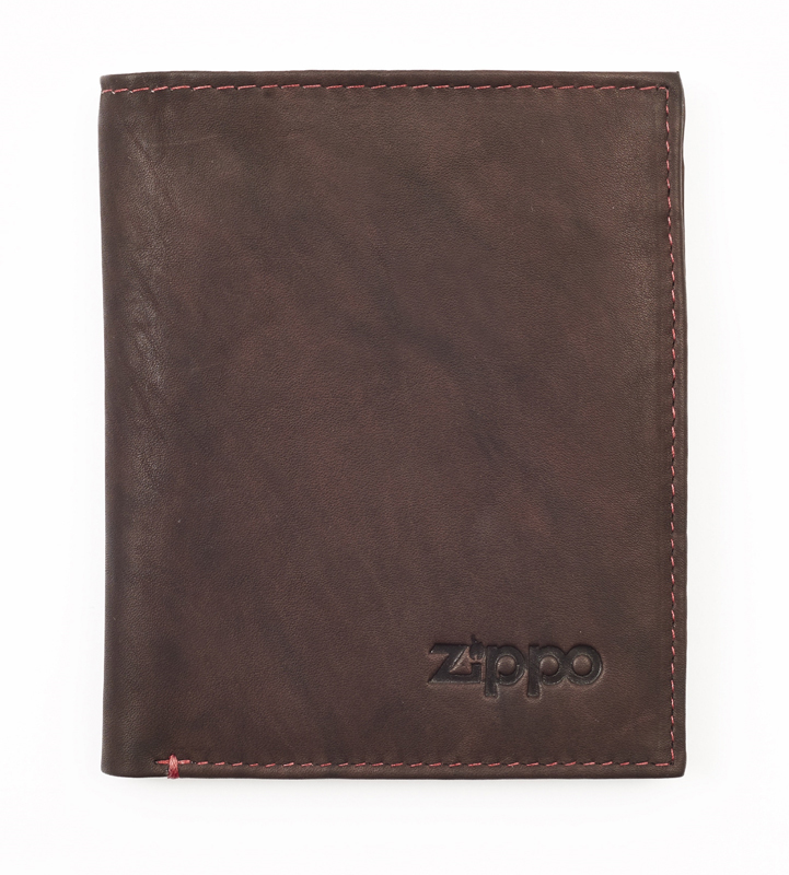 фото Портмоне zippo, коричневое, натуральная кожа, 10x1,5x12,3 см
