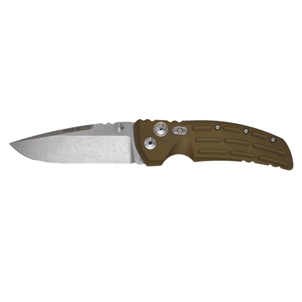 Нож складной EX-01 Stone-Tumbled Drop Point Blade, Green Aluminum Handle 10.16 см. - фото 3