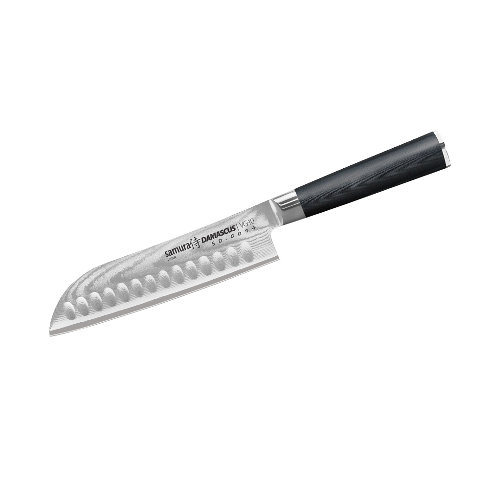 Нож кухонный Сантоку Samura Damascus SD-0094/Y, сталь VG-10/дамаск, рукоять G-10