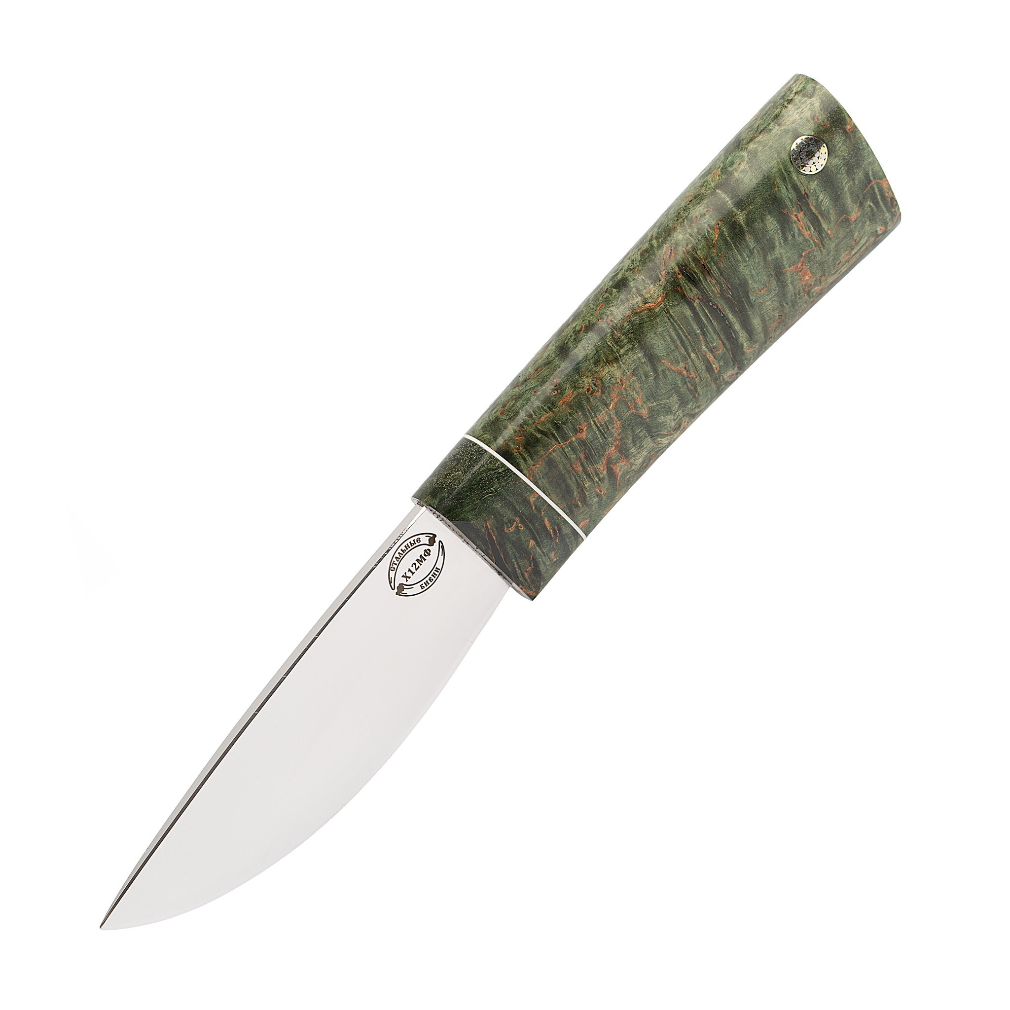 Нож Скинер, сталь Х12МФ, зеленая карельская береза - фото 1