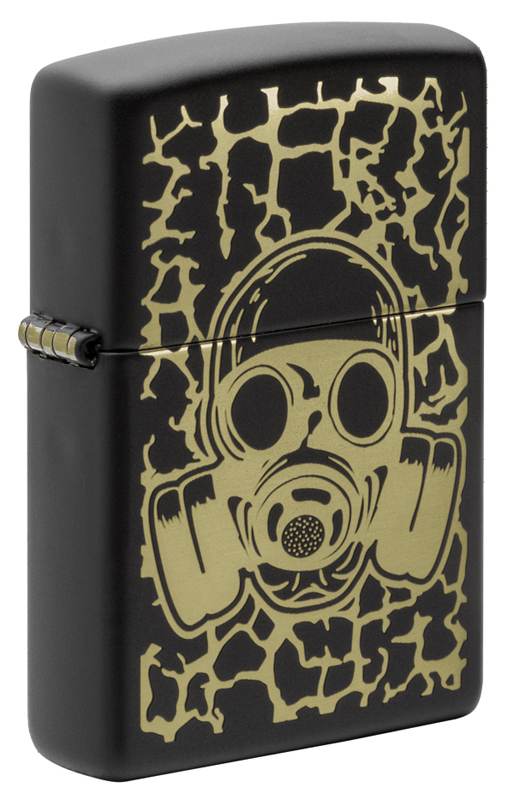 Зажигалка ZIPPO Black Matte Skull Gas Mask, латунь, 3,81х1,27x5,72 cм - фото 1