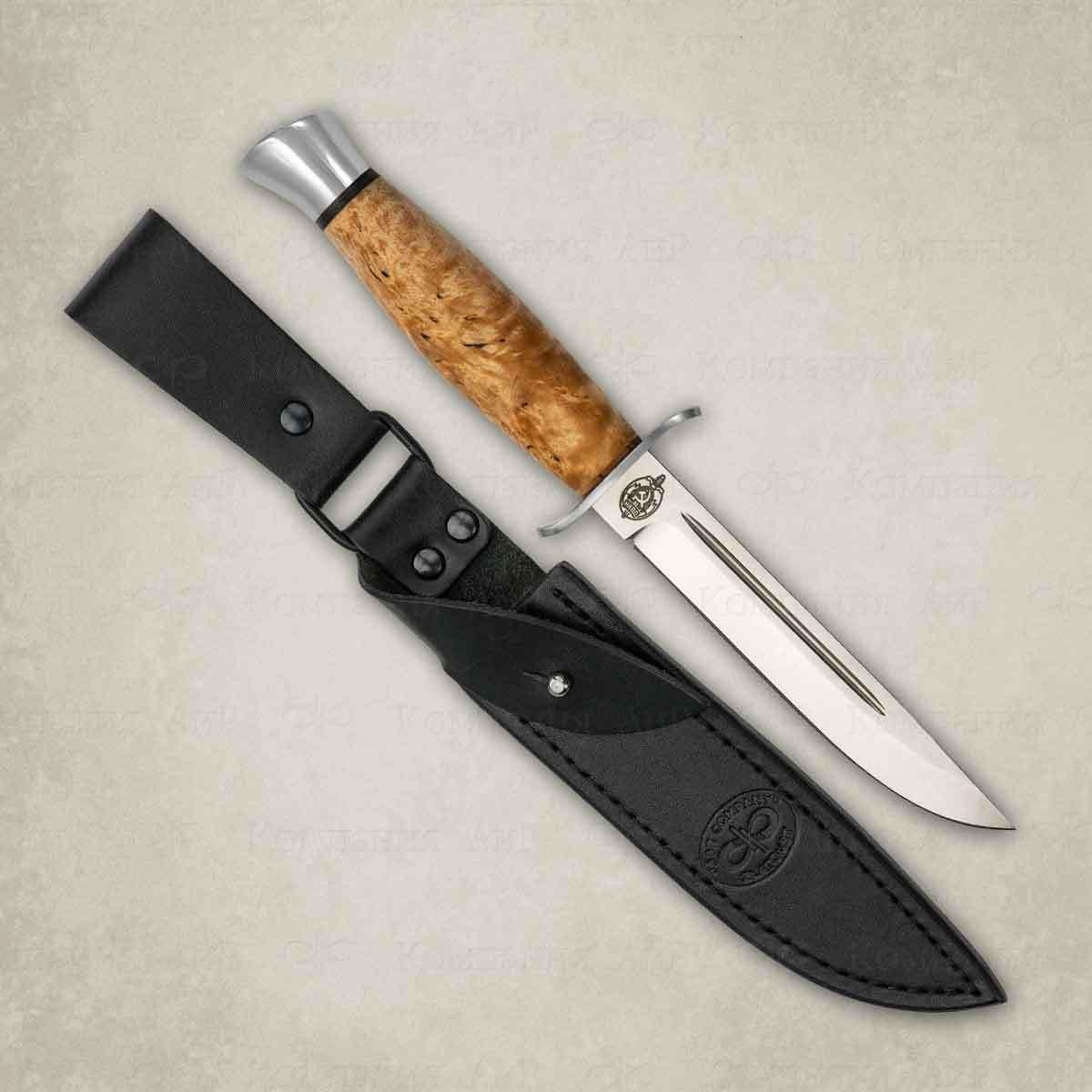 Нож АиР Финка-2, сталь К-340, рукоять карельская береза - фото 9