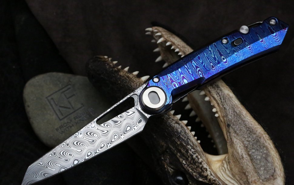 Складной нож CKF Terra, дамасская сталь, рукоять Timaskus