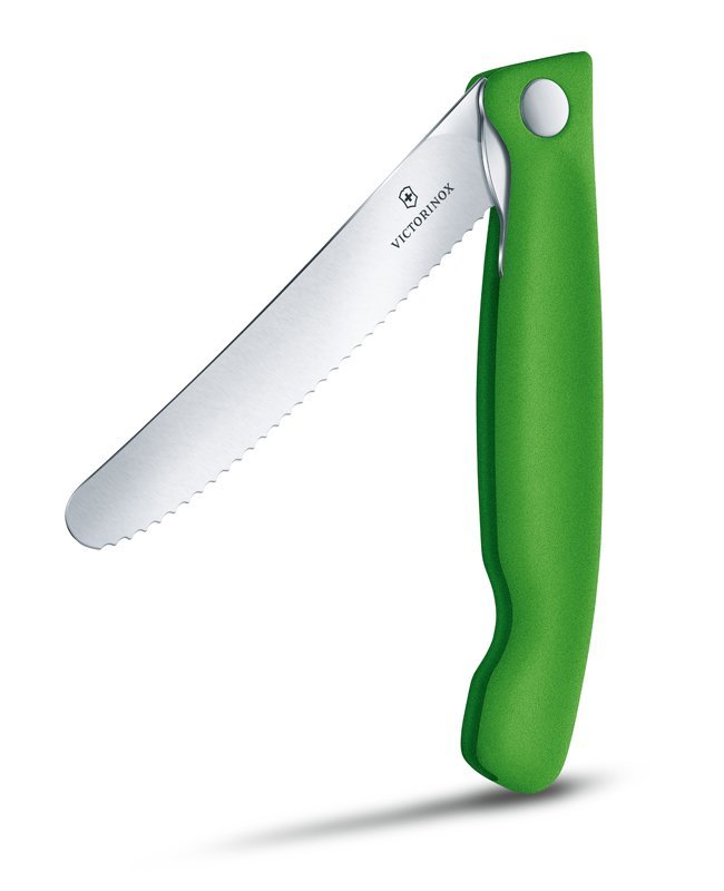 Складной нож для овощей VICTORINOX SwissClassic, 11 см с волнистой заточкой, зелёный складной кухонный нож victorinox 6 7803 fb