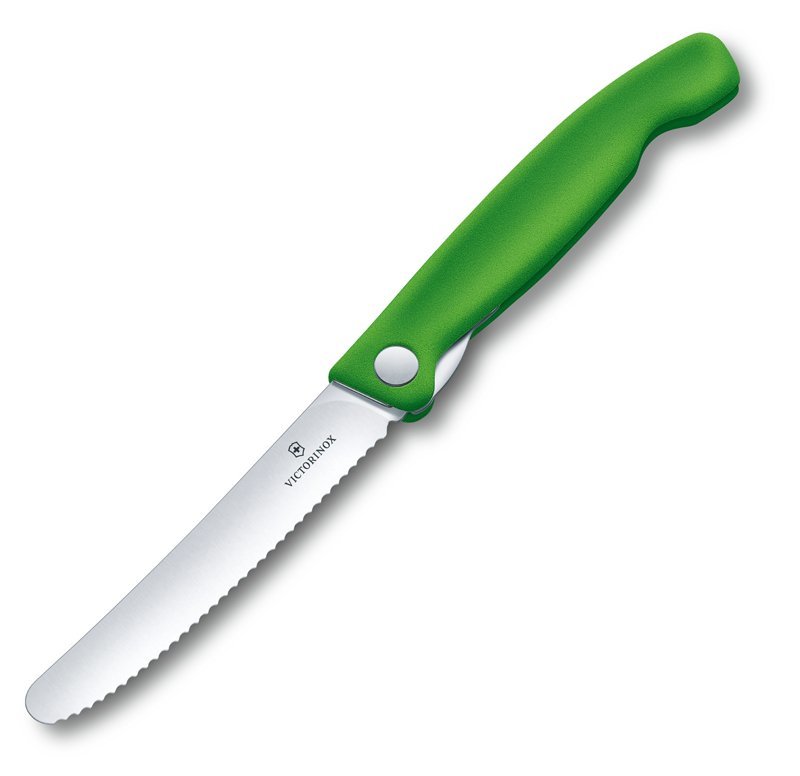 Нож для овощей VICTORINOX SwissClassic, складной, лезвие 11 см с волнистой заточкой, зелёный - фото 4