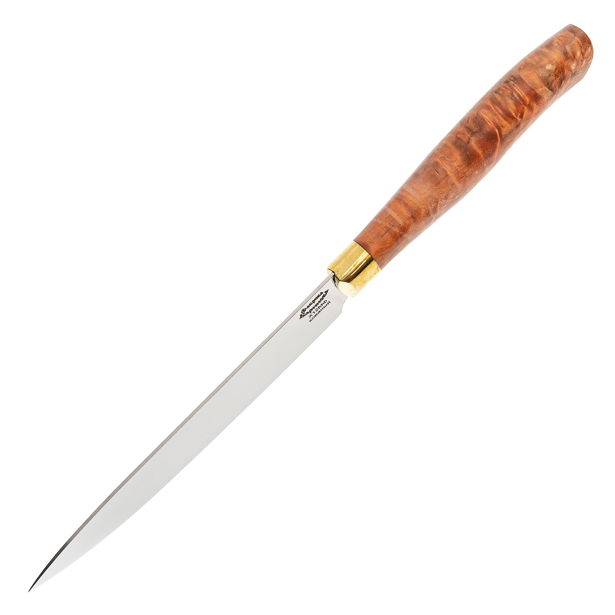 Нож кухонный Универсал-1  Х12МФ, карельская береза, латунь - фото 4