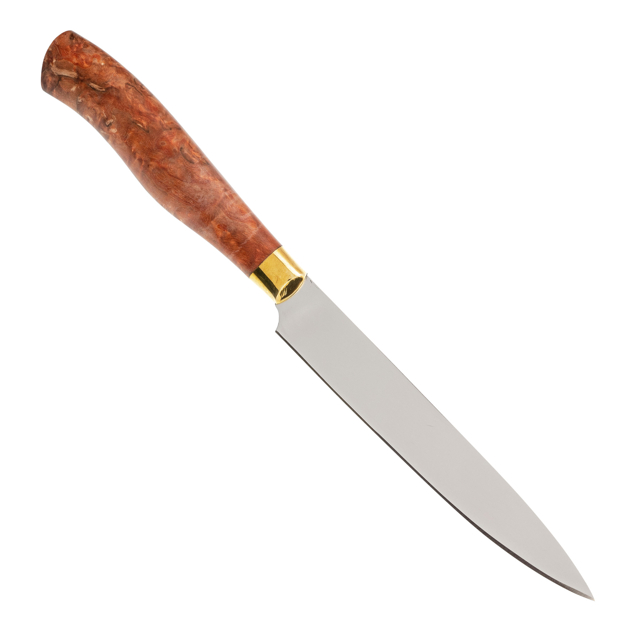 Нож кухонный Универсал-1  Х12МФ, карельская береза, латунь от Ножиков
