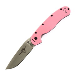 Фото Нож складной Ontario RAT-1, сталь Aus-8, Satin, рукоять термопластик GRN, pink