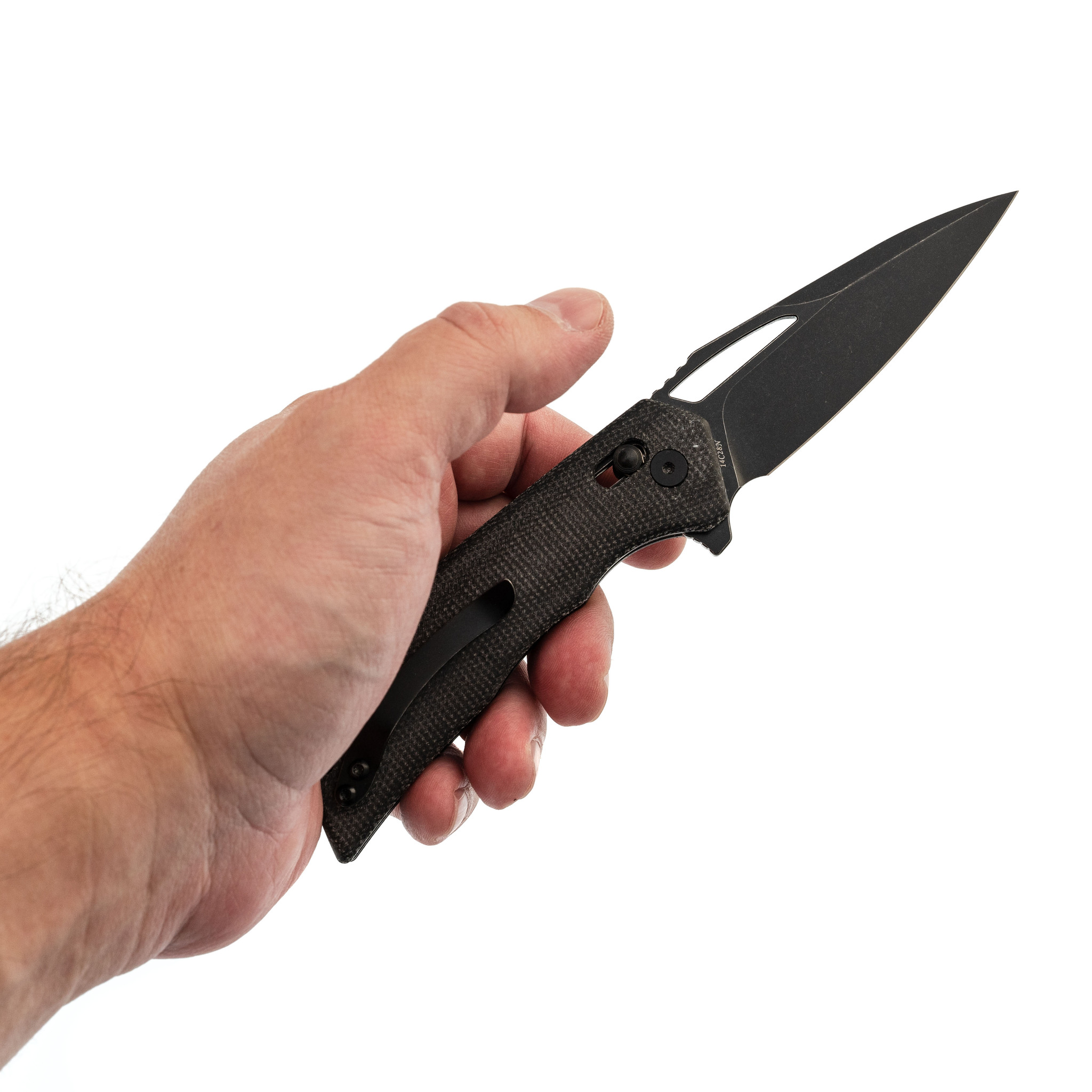 Складной нож Trivisa Vela-04B, сталь 14C28N, рукоять микарта - фото 6