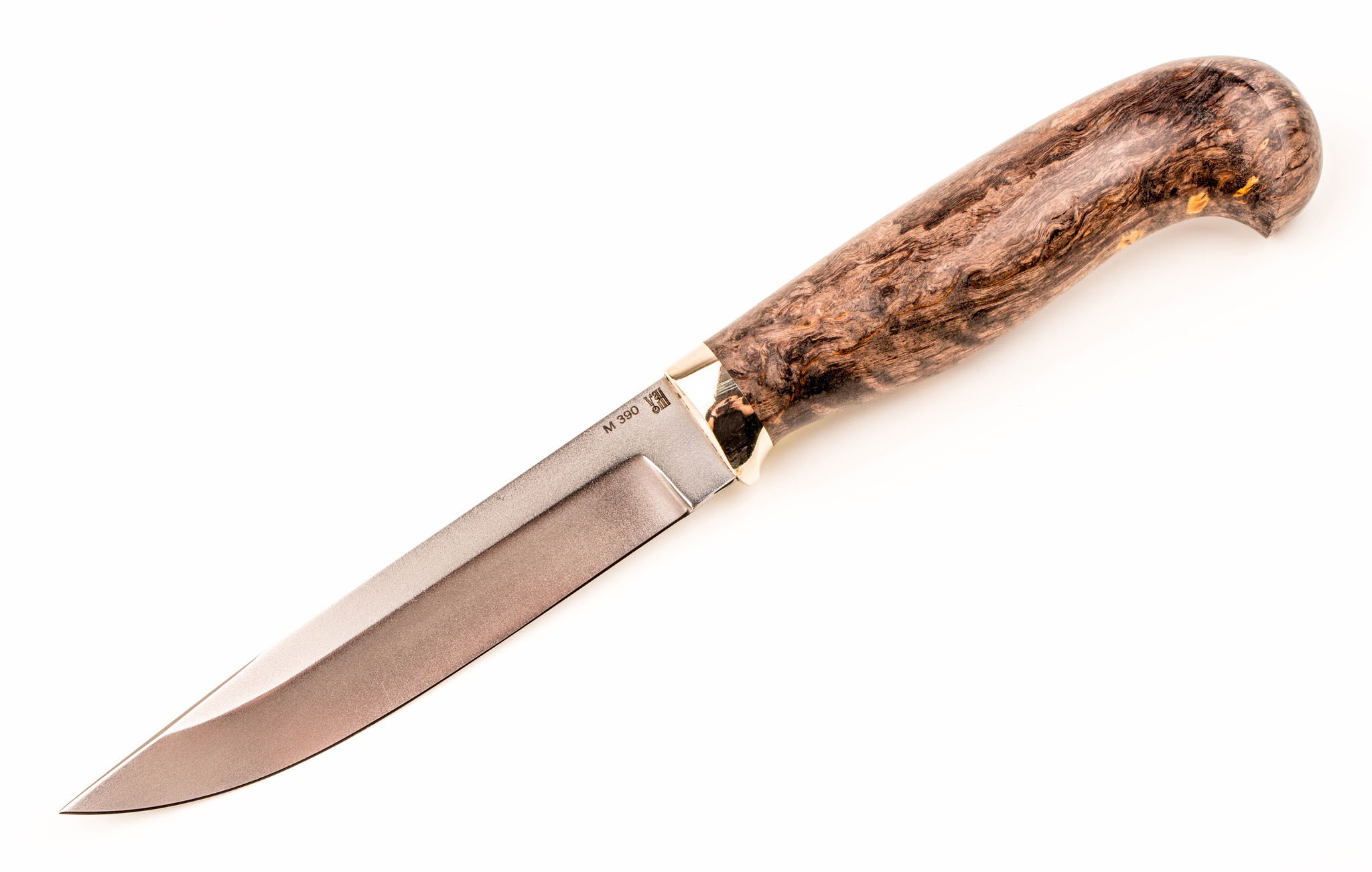 фото Нож финка, сталь m390, рукоять карельская береза мастерская ульданова