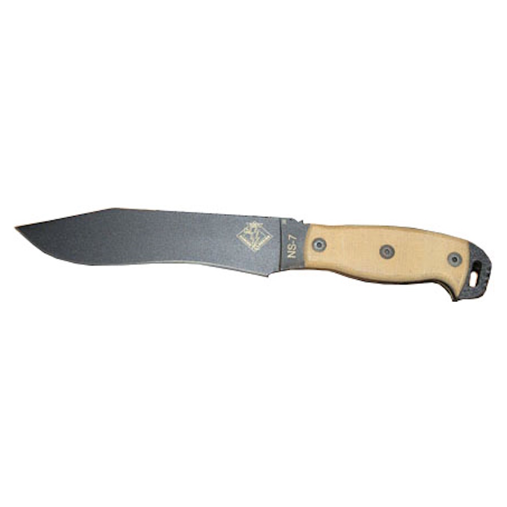 Нож с фиксированным клинком Ontario NS-7, сталь 5160, рукоять микарта, tan/black нож с фиксированным клинком ontario rd7 micarta серрейтор