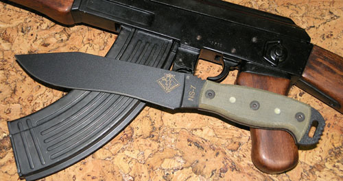 Нож с фиксированным клинком Ontario NS-7, сталь 5160, рукоять микарта, gray/black