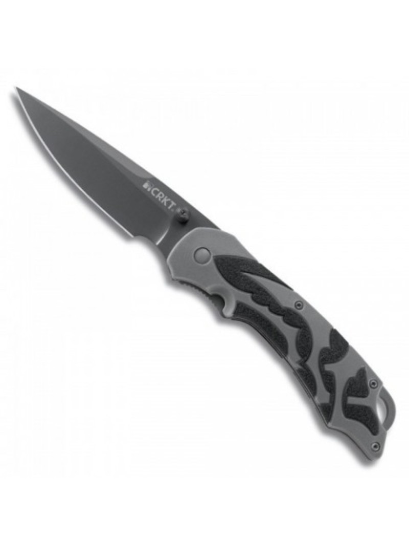 Полуавтоматический складной нож Moxie Silver, CRKT 1102, сталь 8Cr14MoV Black Oxide, рукоять термопластик/резина, серый - фото 2