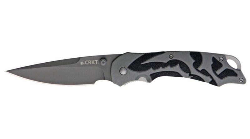 Полуавтоматический складной нож Moxie Silver, CRKT 1102, сталь 8Cr14MoV Black Oxide, рукоять термопластик/резина, серый - фото 3