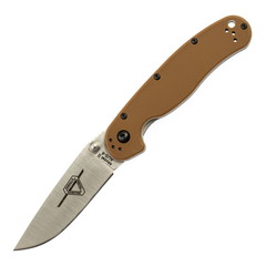 Фото Нож складной Ontario RAT-2, сталь Aus-8, Satin, рукоять термопластик GRN, brown