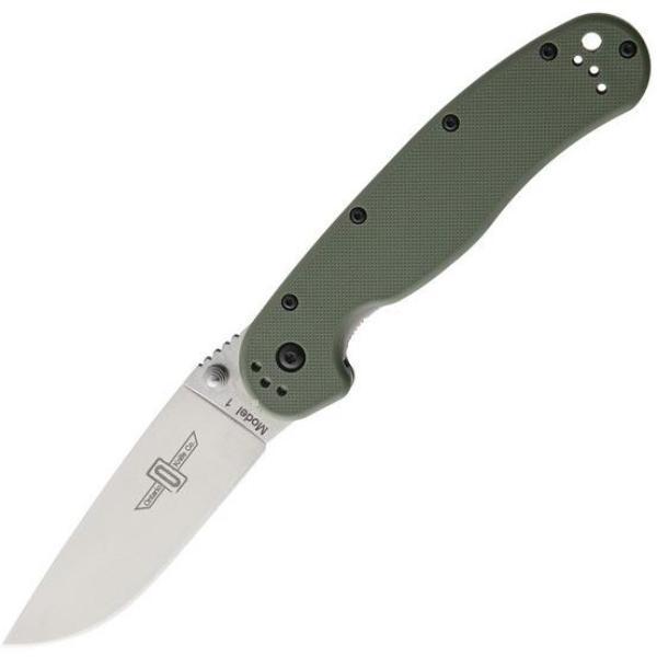 Нож складной Ontario RAT-1, сталь D2, Satin, рукоять термопластик GRN, olive