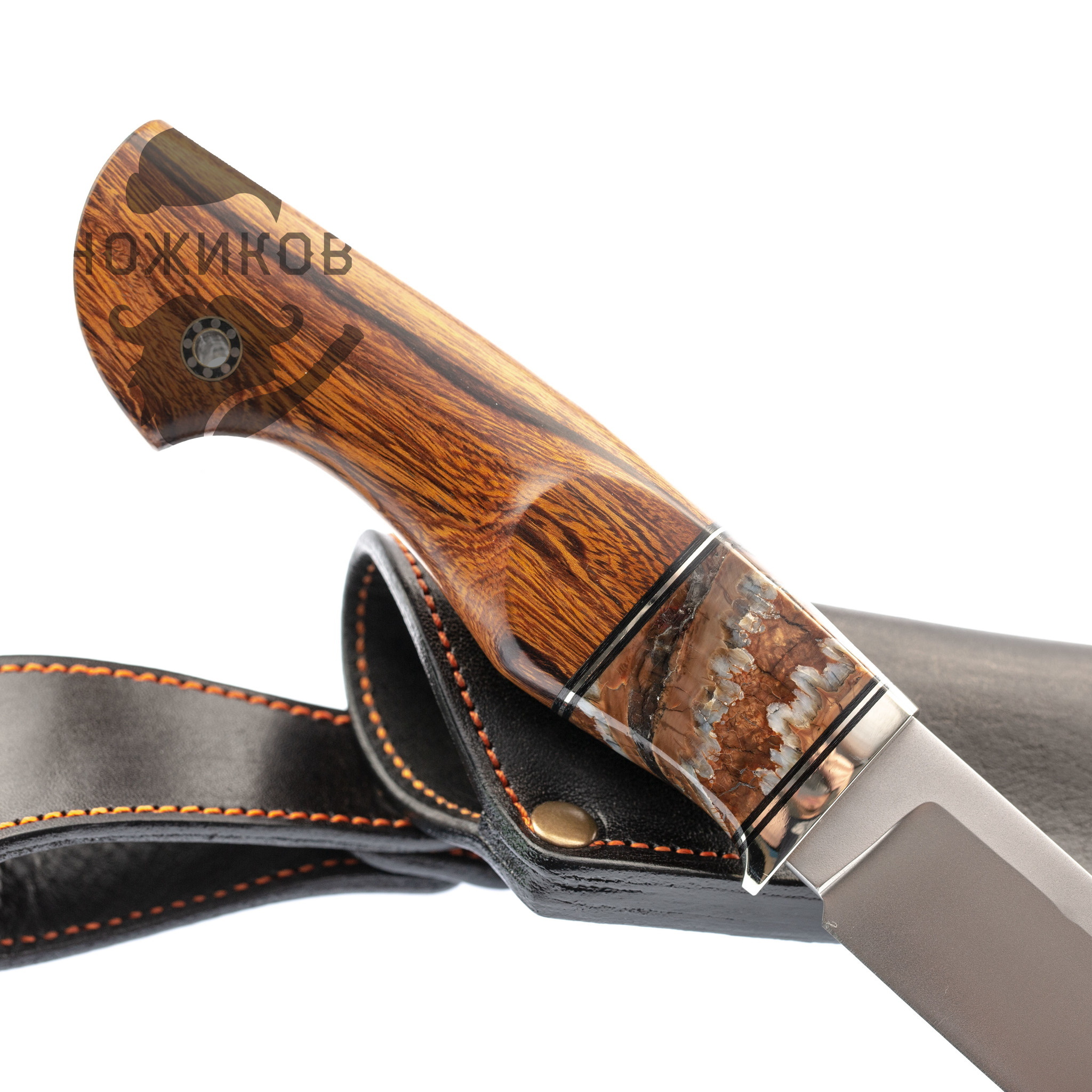Нож Фрегат, сталь M398, рукоять айронвуд, вставка зуб мамонта - фото 6