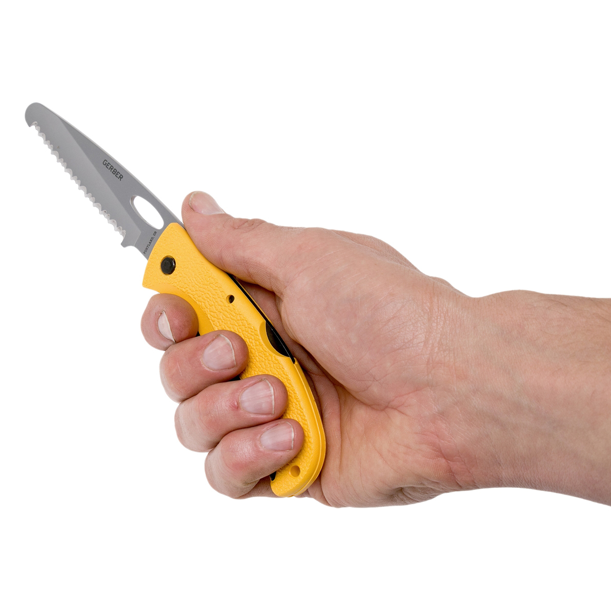 Складной нож Gerber E-Z Out Rescue, сталь 7Cr17MoV, рукоять термопластик GFN, жёлтый - фото 9