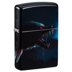 Фото Зажигалка ZIPPO Horror Wolf с покрытием 540 Matte, латунь/сталь, черная, 38x13x57 мм