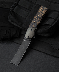 Фото Складной нож Bestech Spanish Tip Razor Black, сталь M390, рукоять титан/карбон