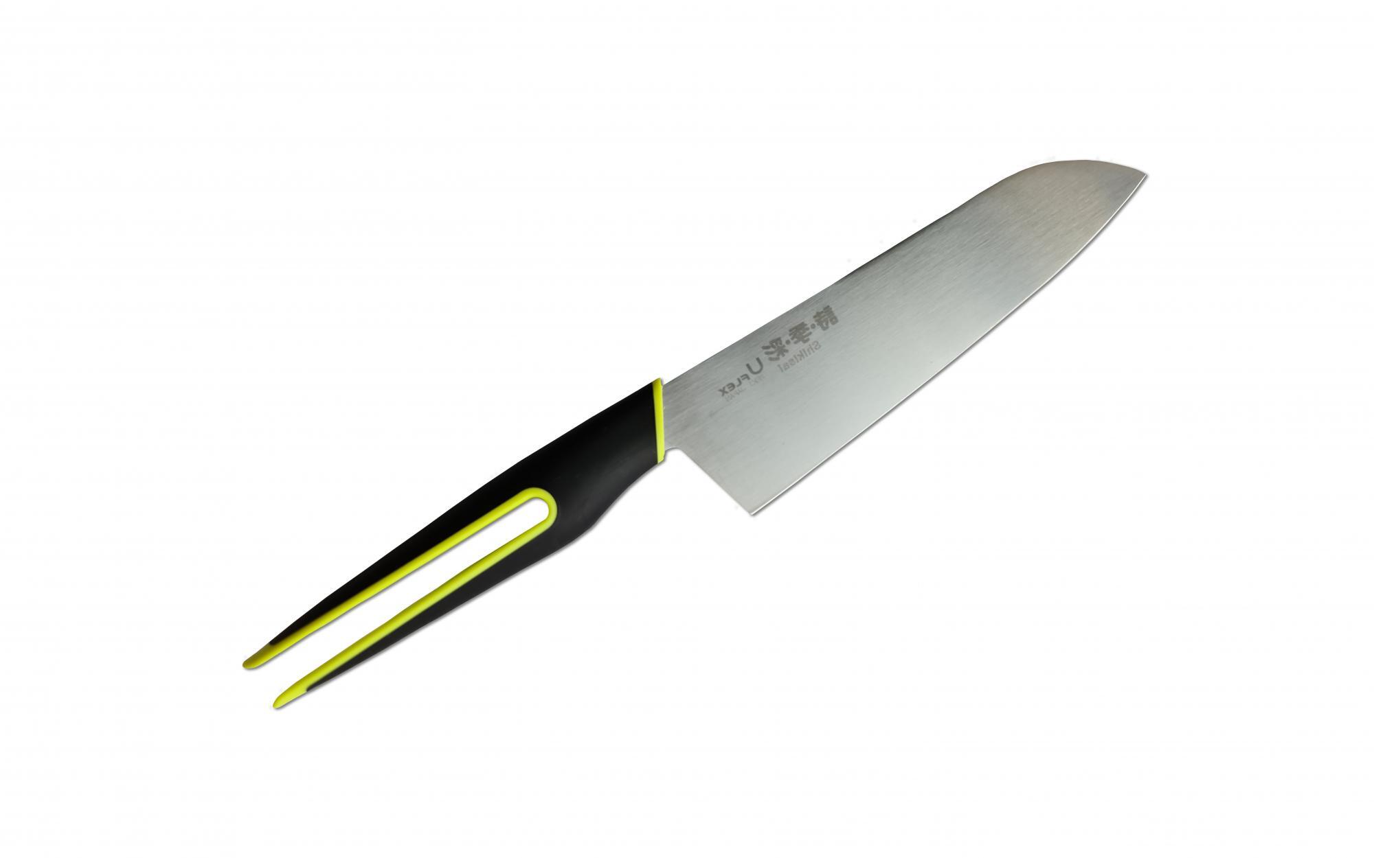 Кухонный нож Сантоку Shikisai U-Flex Shizu Hamono, сталь 420J2 , рукоять эластомер